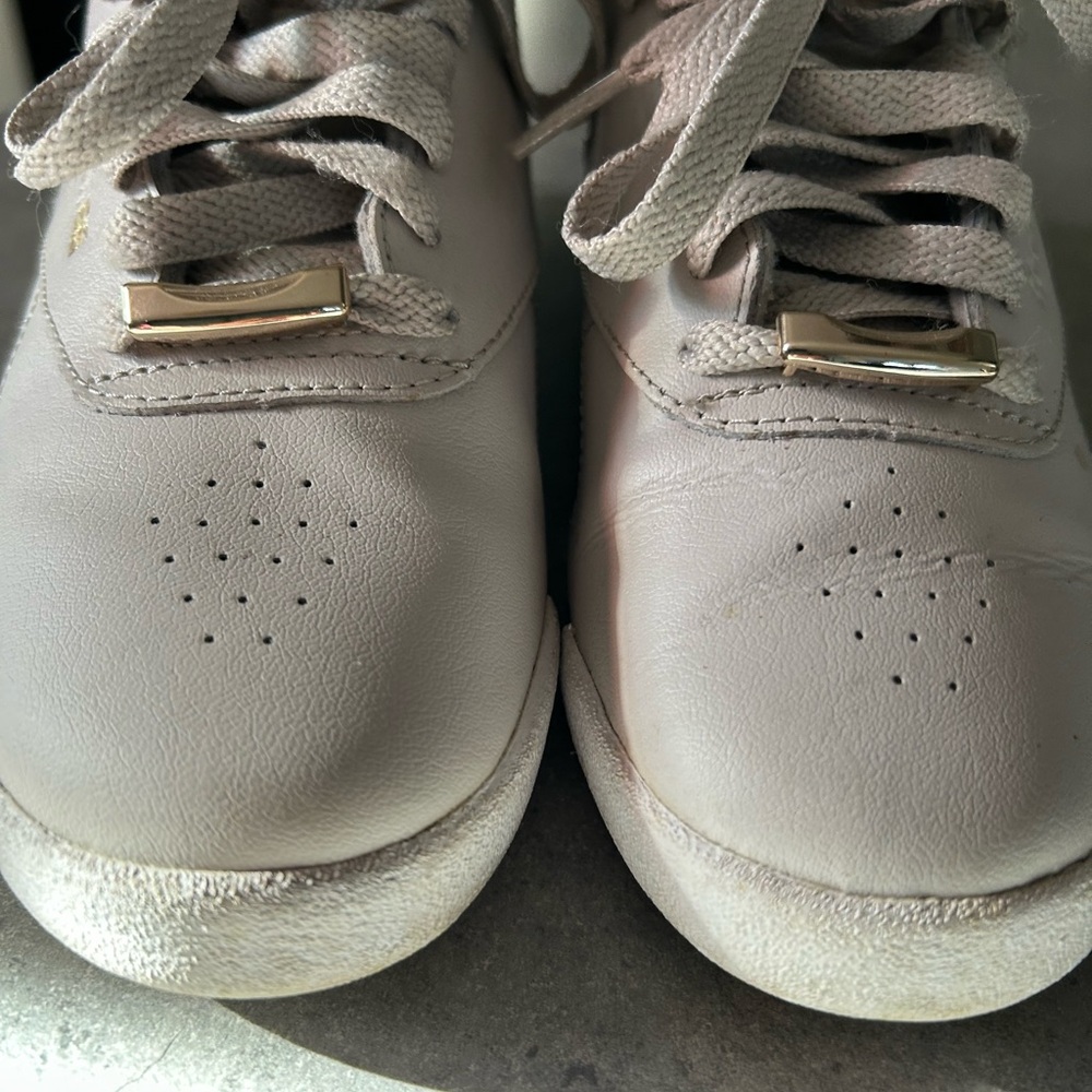 Reebok Classic Beige and Gold Sneakers